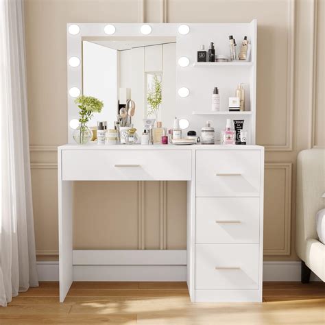 vanity desk with light up mirror